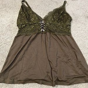 Lace green tank top